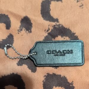 Coach Black Leather Tag Keychain